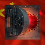 중국 깃발 위에 봉쇄
